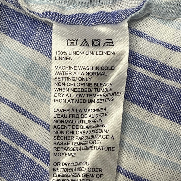 Lord & Taylor Linen Striped Button-Front Shirt Dress Pockets-NWT - Picture 6 of 8